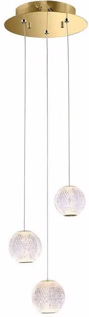 Netlighting Rosario Cluster Pendant Ceiling Light in Gold/Brass with 3x LED Warm White Bulbs