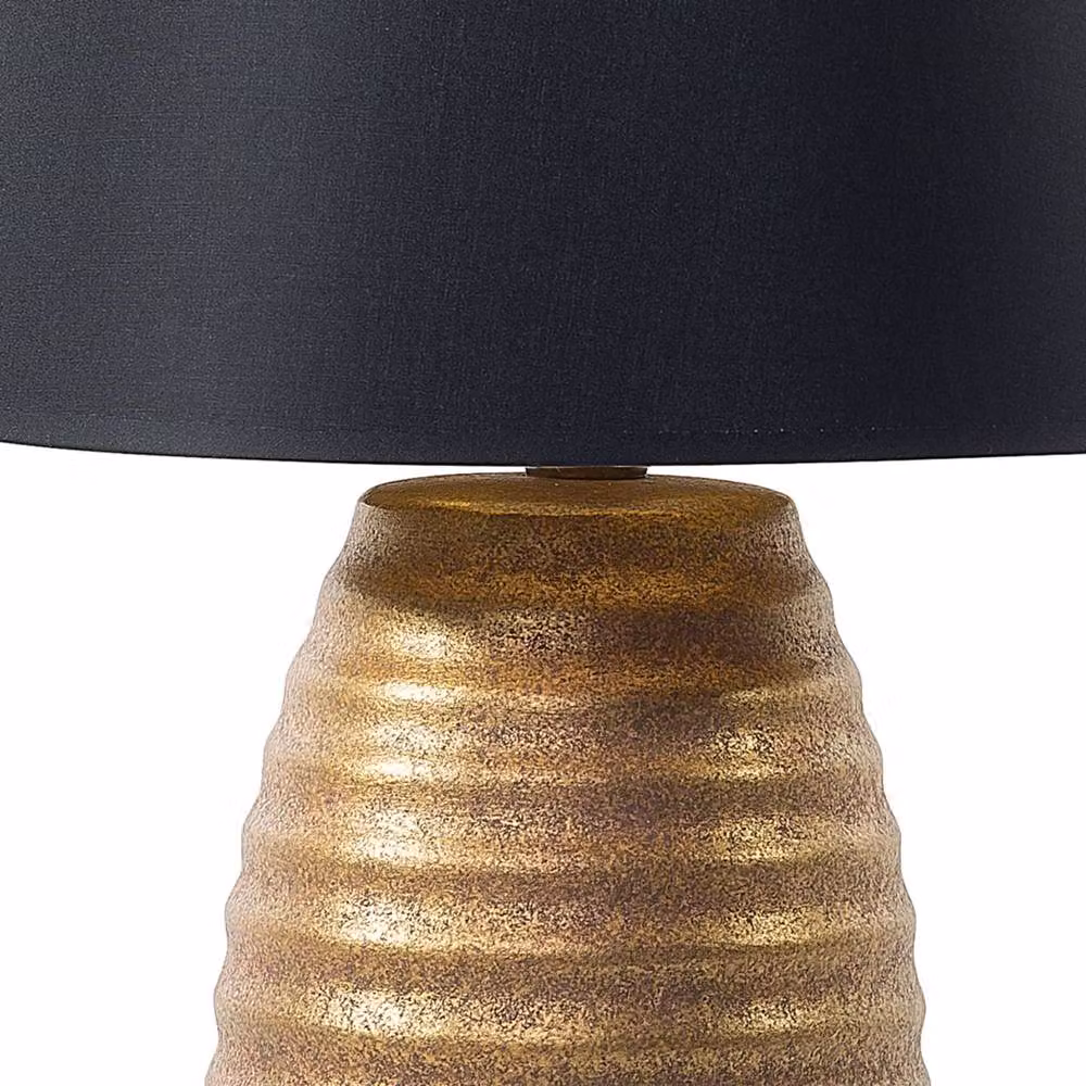 Wyld and Coco Table Lamp with Gold Ceramic Base and Black Fabric Shade – 4