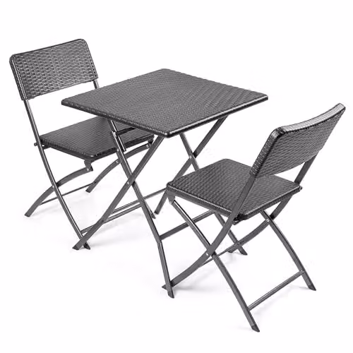 Christow 3 Piece Folding Garden Bistro Set with Square Table and Chairs in Multicolour – 1