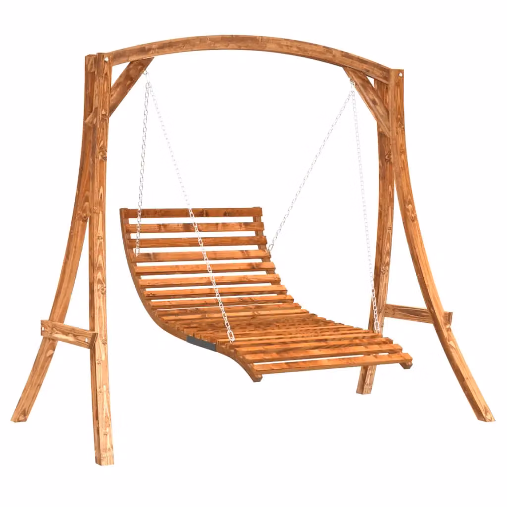 Berkfield Home Rustic Spruce Swing Bed with Teak Finish in Brown – 2