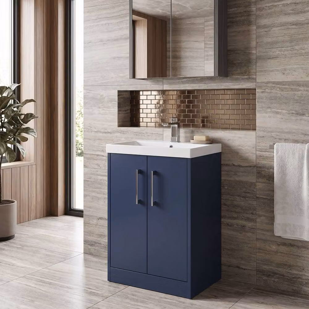Balterley Winshill Contemporary 2 Door Freestanding Bathroom Vanity Unit, Blue, Width: 50 cm – 2