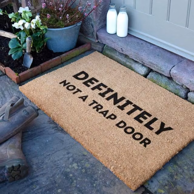 Artsy Mats Definitely Not A Trap Door Doormat in Brown, W/D: 90 x 60 cm