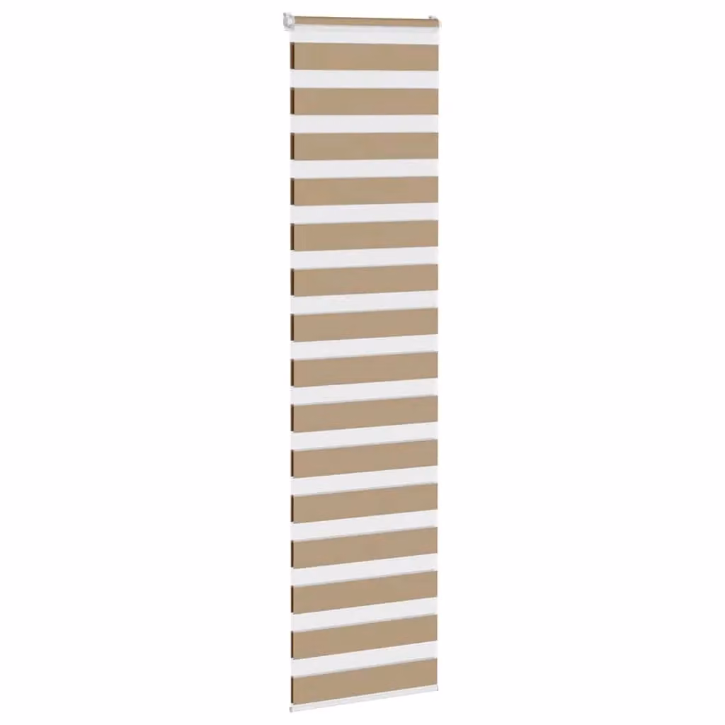 Berkfield Home Zebra Blind in Sand Brown, W: 60 cm, H: 230 cm, Polyester Fabric – 2