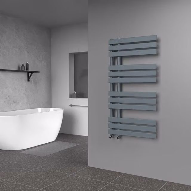 Lux Heat Open Flat Coloured Towel Radiator in Slate Grey
