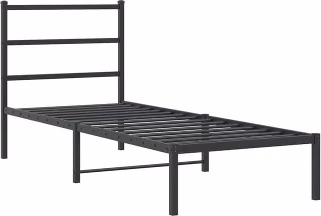 Berkfield Home Metal Bed Frame with Headboard in Black, W: 75 cm, L: 190 cm – 1