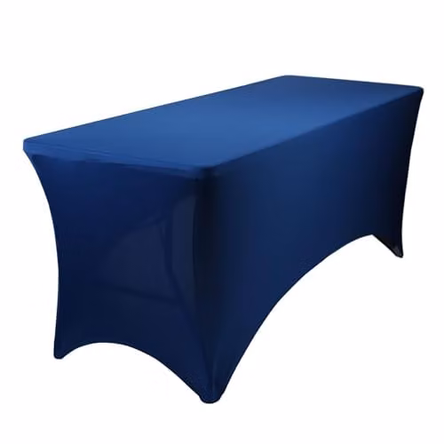 Harbour Housewares Rectangular Spandex Fitted Tablecloth in Blue, 180cm – 1