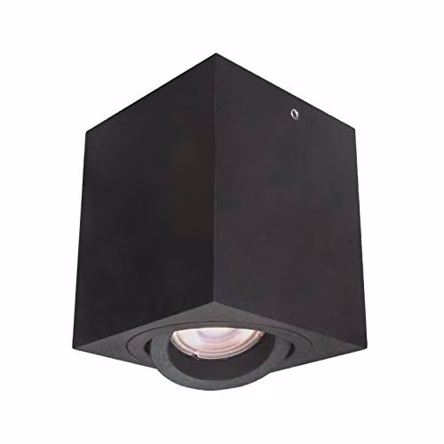 Netlighting Italux Emilio Modern Surface Mounted Black Cube Downlight with Transparent Glass, GU10 – 1