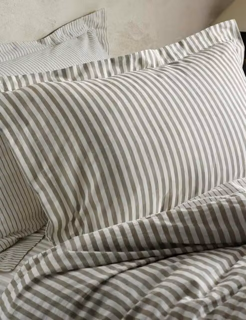 Yard 2 Pack Hebden Stripe Pure Cotton Pillowcases in Grey Mix