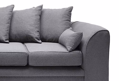 Abakus Direct Darcy 3 Seater L-Shaped Corner Sofa in Dark Grey Fabric, W/D/H: 212 x 164 x 90 cm – 5
