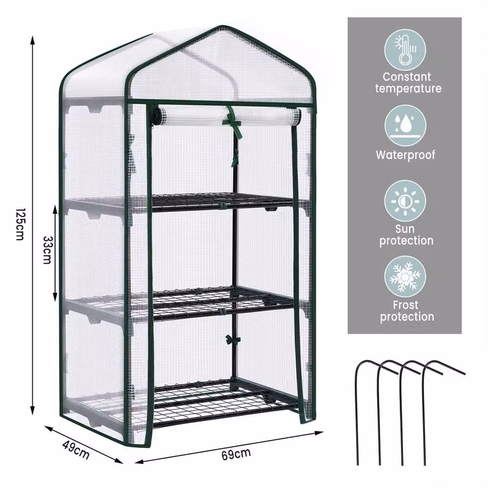 NESTLUNE 3 Tier White Mini Outdoor Garden Greenhouse for Flowers, W/D/H: 100 x 15 x 125 cm – 2