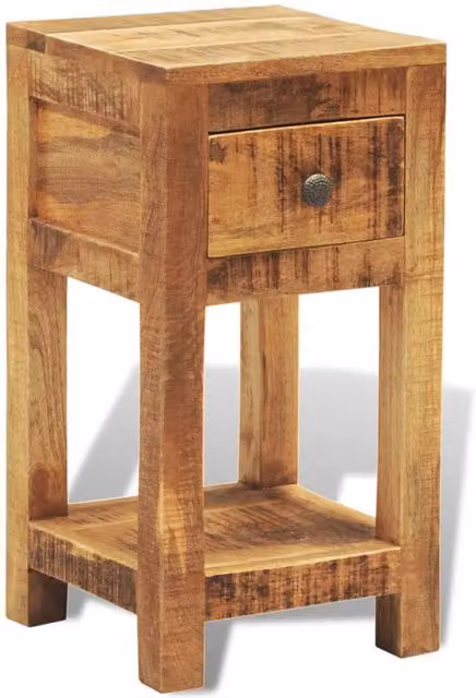 Berkfield Home Rustic Solid Mango Wood Nightstand with 1 Drawer in Brown