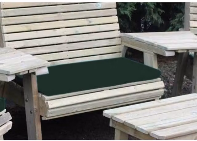 Churnet Valley Garden Furniture Ltd Waterproof Double Green Rectangular Outdoor Seat Pads with Foam Filling – 1
