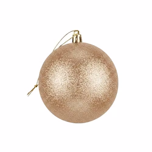 Shatchi 25cm Round Glitter Christmas Bauble in Champagne Gold – 8