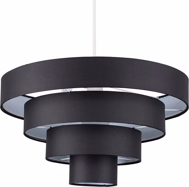 ValueLights Modern Round 4 Tier Black Fabric Ceiling Pendant Light Shade