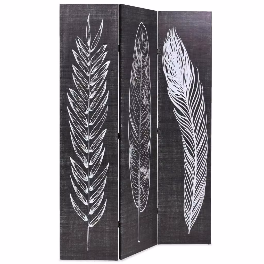 Berkfield Home Folding Room Divider with Abstract Feather Design in Black and White, W/H: 120 x 170 cm – 2