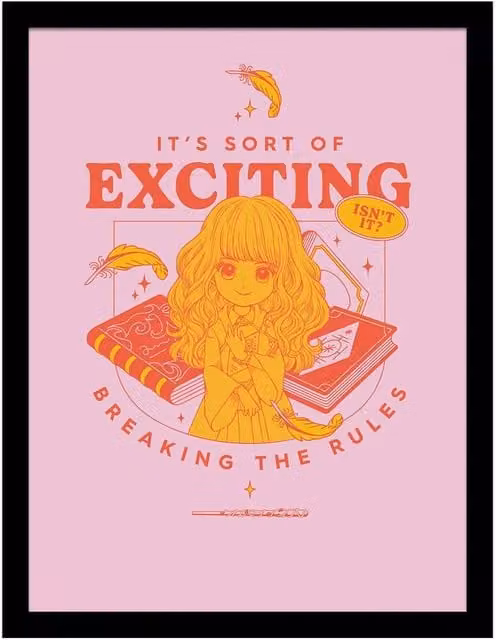Harry Potter Witty Witchcraft Breaking The Rules Typography Paper Poster in Pale Pink