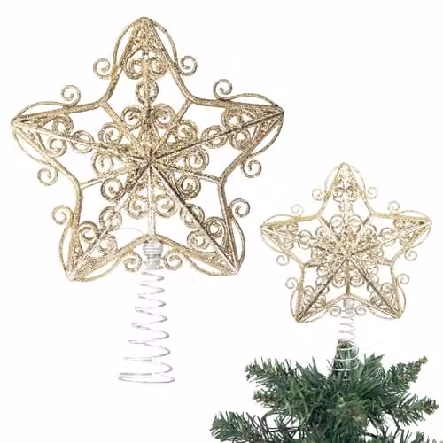 Shatchi Gold Glitter Star Christmas Tree Topper, 14.5 cm – 1