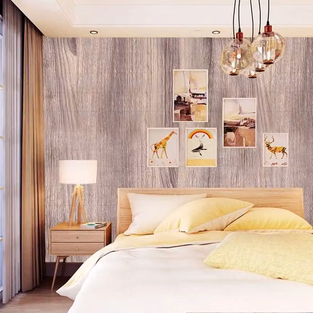 Livingandhome Brown Wood Effect Self-Adhesive Vinyl Wallpaper Roll for Home and Office