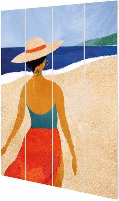 Henry Rivers Beach II Multicolour Wood Plaque in Bright Blue