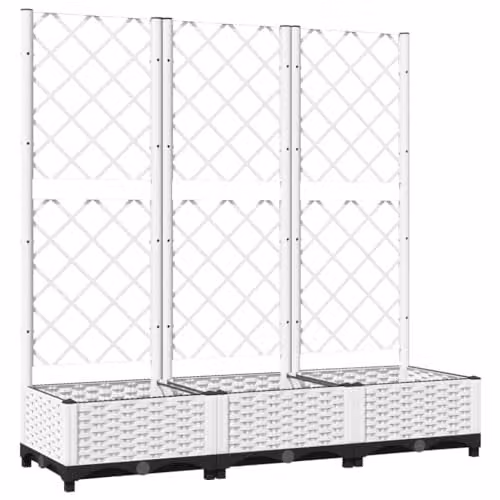 vidaXL White Plastic Garden Planter Tub W/D/H: 120 x 40 x 121.5 cm