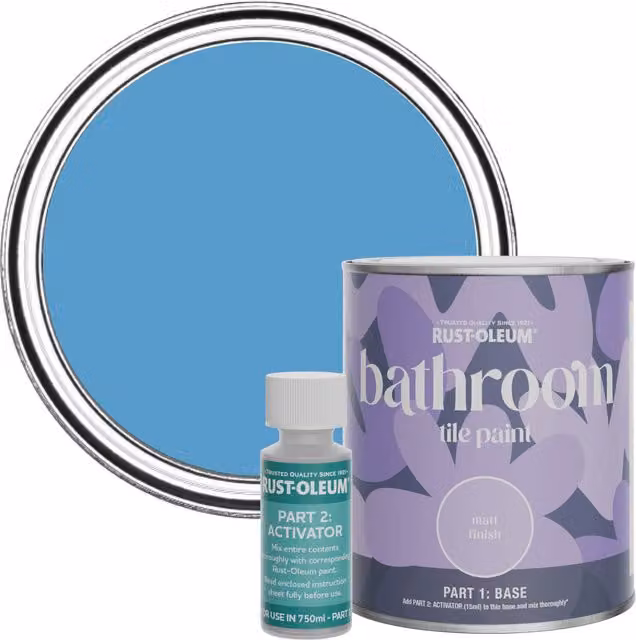 Rust-Oleum Bathroom Tile Paint in Matt Finish, Cerulean Blue, 0.75 l
