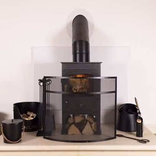 Charles Bentley Hornbeam Iron Fireguard with Silver Mesh and Black Border, W 75 cm x H 63 cm x D 15 cm – 2