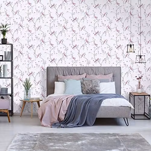 Superfresco Easy Lilac Tree Silhouette Butterfly Wallpaper in Purple – 2