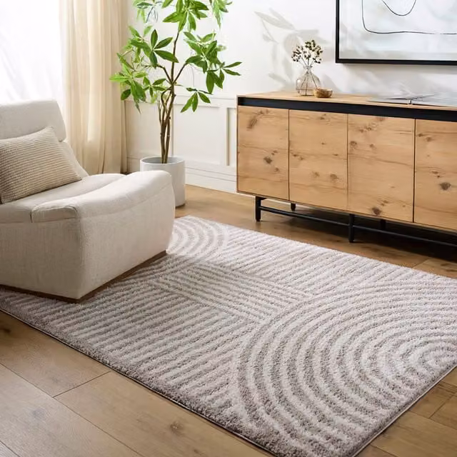 Livabliss Fossay Shag Washable High Pile Modern Rug in Mid Grey, W: 140 cm, L: 200 cm – 1