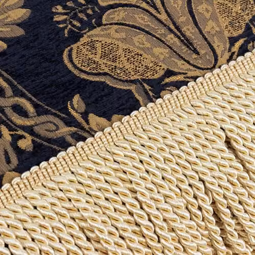 Paoletti Shiraz Traditional Jacquard Chenille Throw with Fringes, Black and Gold, W: 130 cm, L: 170 cm – 2