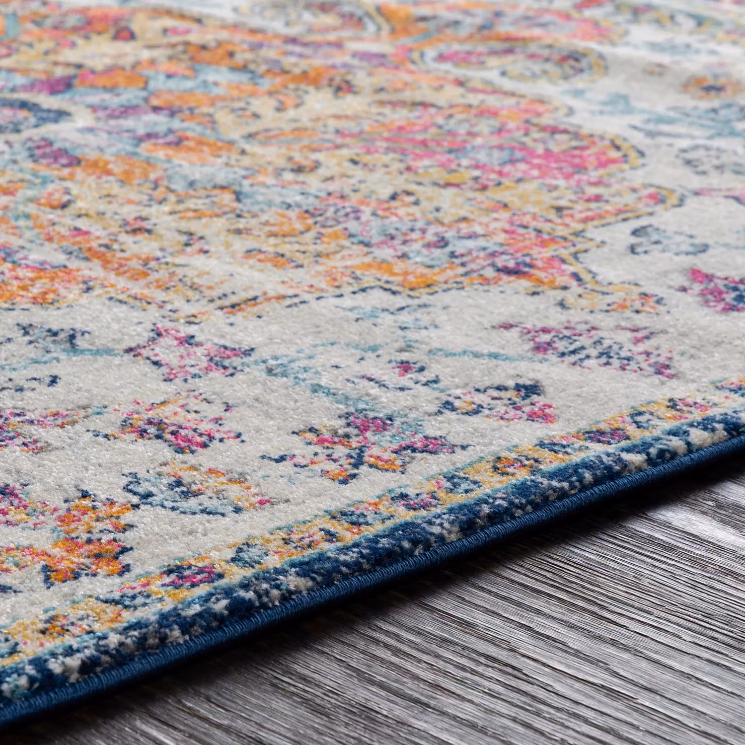 Livabliss Harput Vintage Boho Living Room Rug in Blue, Orange, Yellow and Grey, W: 80 cm, L: 220 cm – 3
