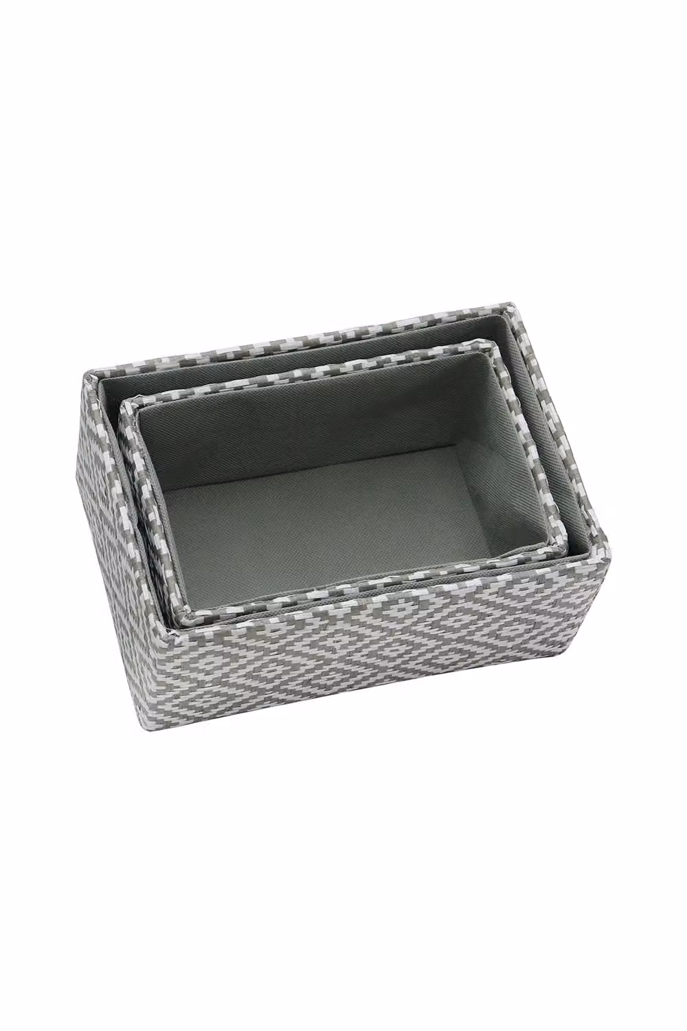 JVL Argyle Set of 2 Grey Open Weave Rectangular Storage Baskets – 3