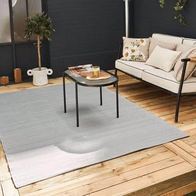THE RUGS Solid Urban 1000 Reversible Weatherproof Outdoor Grey Rug, W: 240 cm, D: 340 cm – 1