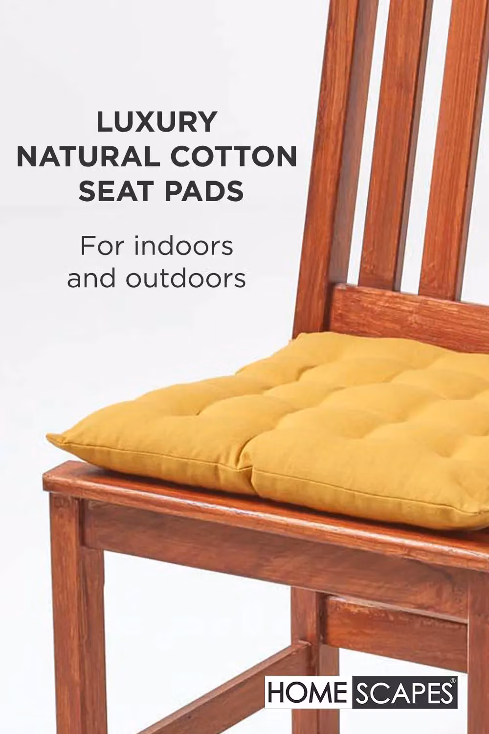Homescapes 6 Pack Luxury Quilted Cotton Seat Pads in Yellow, W/D/H: 40 x 40 x 40 cm – 2