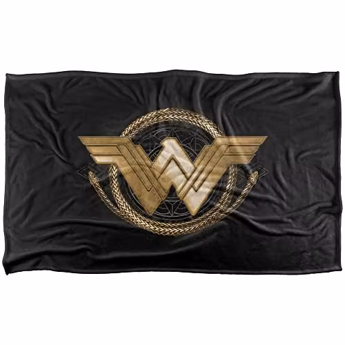 Warner Bros. Wonder Woman Lasso Logo Super Soft Fleece Throw Blanket, Multicolour, W: 91 cm, D: 147 cm – 1