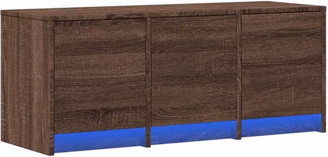 Berkfield Home Modern TV Cabinet with LED in Brown Oak, W/D/H: 97 x 34 x 40 cm – 1