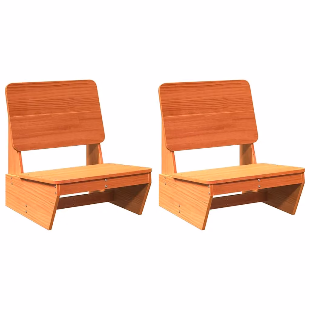 Berkfield Home Set of 2 Rustic Wax Brown Solid Pine Garden Chairs W/D/H: 60 x 64 x 70.5 cm – 2