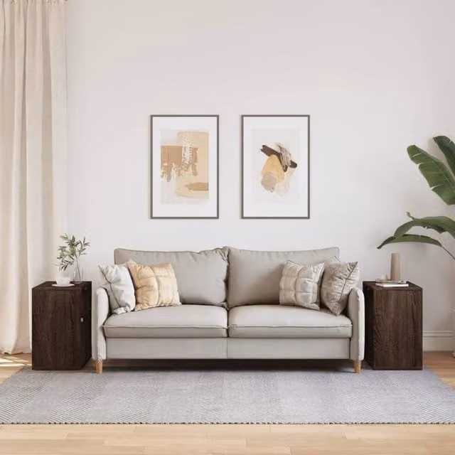 Berkfield Home Set of 2 Brown Oak Side Tables, W/D/H: 50 x 30 x 50 cm – 1