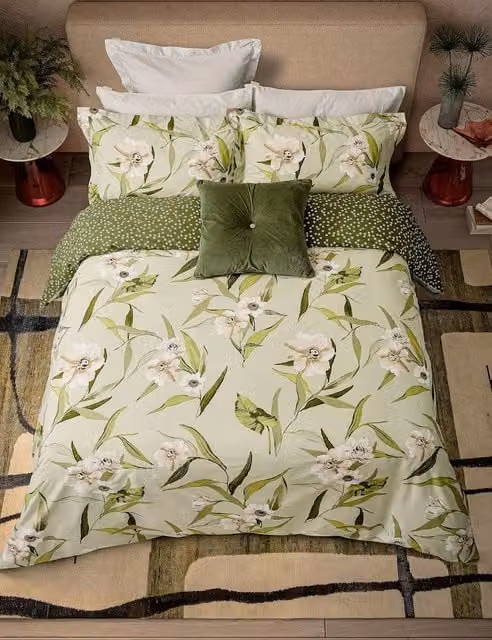 Ted Baker Green Velvet and Cotton Square Cushion