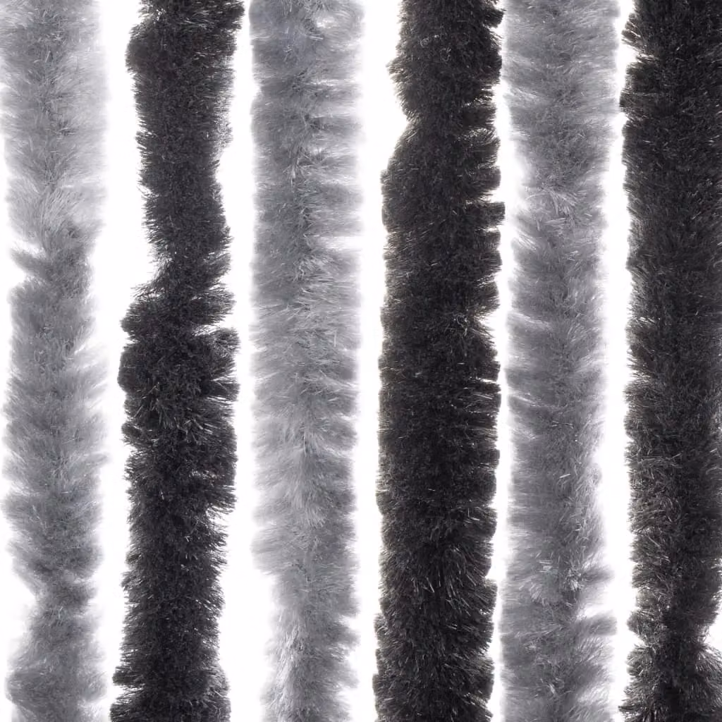 Berkfield Home Chenille Fly Curtain in Grey and Black, W: 56 cm, H: 200 cm – 4