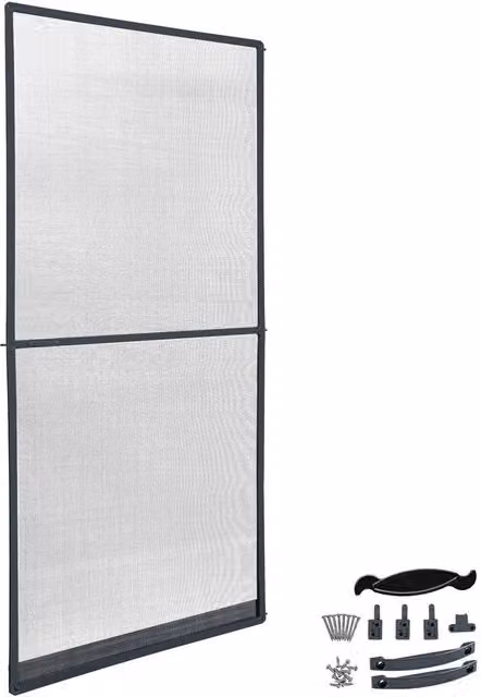 tectake Aluminium-Framed Fly Screen for Doors, Dark Grey, W/H: 95 x 210 cm