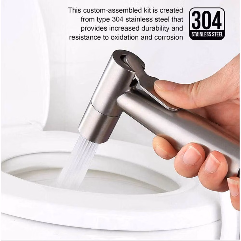 FLAVORA Luxury Handheld Bidet Spray Toilet Hygienic in Silver, W: 52 cm, H: 52 cm – 5