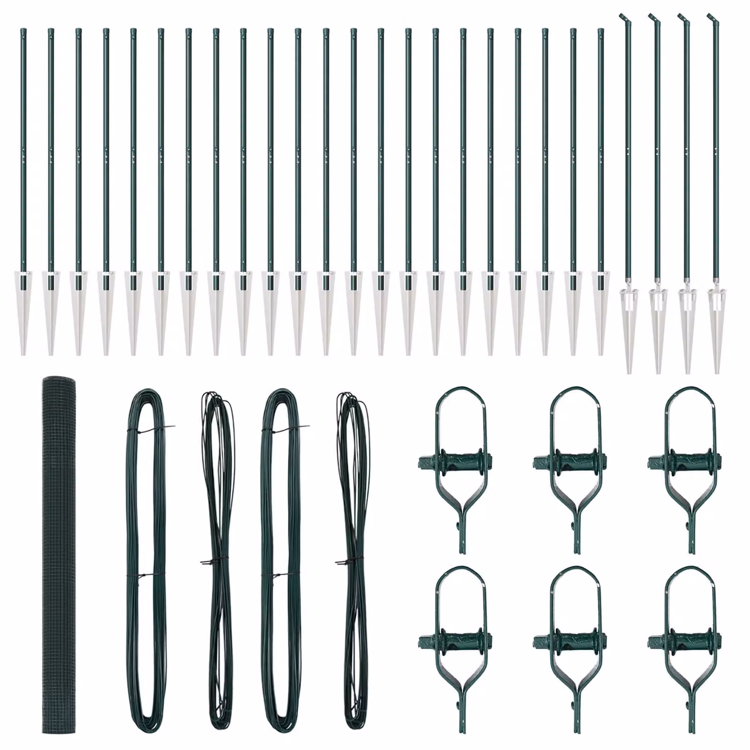 Berkfield Home Green Steel Welded Wire Fence with 13 In-Ground Spike Posts, W: 1.5 m, L: 50 m – 1