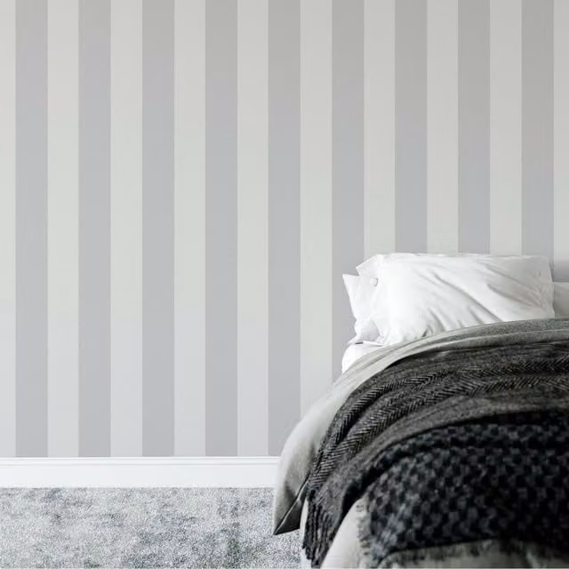 Muriva Modern Abstract Striped Wallpaper in Grey and Silver