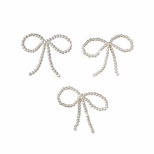 Melody Maison Set of 3 White Pearl Bow Bauble Christmas Decorations – 3