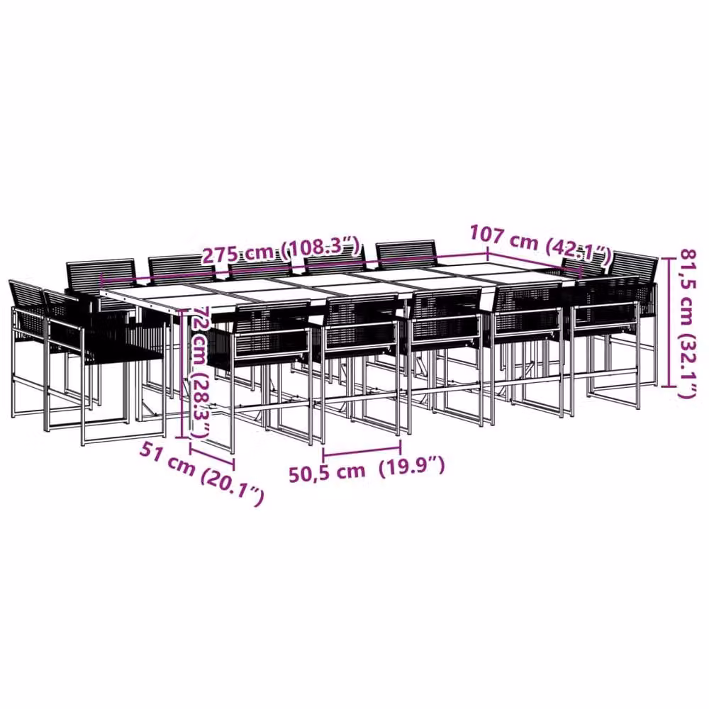 Berkfield Home 15 Piece Black Poly Rattan Garden Dining Set – 3
