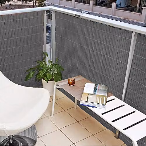 True Products Artificial Bamboo PVC Garden Fence Privacy Screening, Grey, W: 400 cm, H: 200 cm – 4