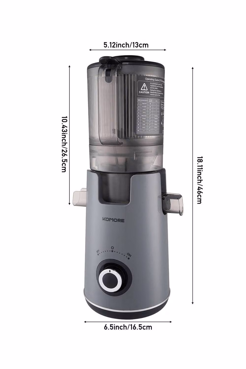 ExtraStar 300W Slow Masticating Cold Press Juicer with Lid, Grey – 5