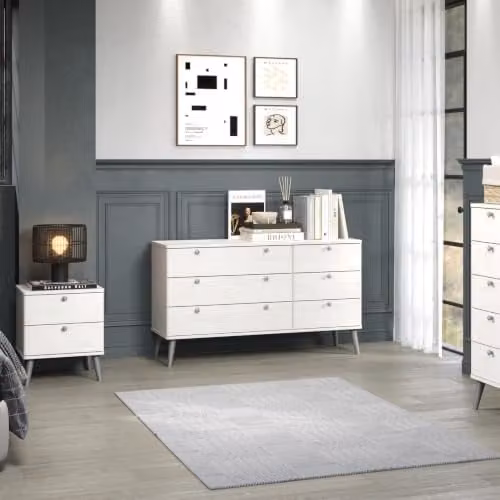 Core Products Augusta Curve 2 Drawer Bedside Cabinet in White Waxed Solid Pine – 3