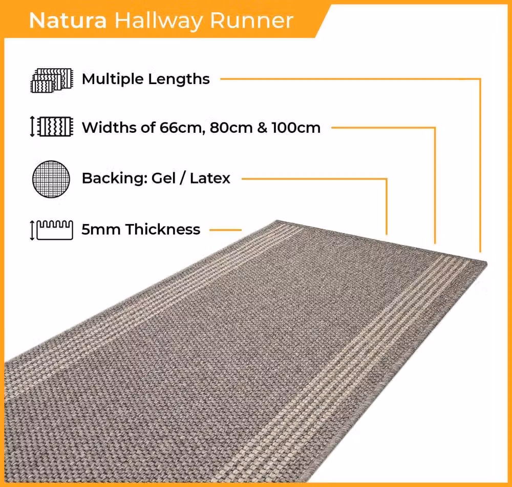 runrug Loop Pile Hallway Runner Rug in Beige, W/L: 66 x 330 cm – 3