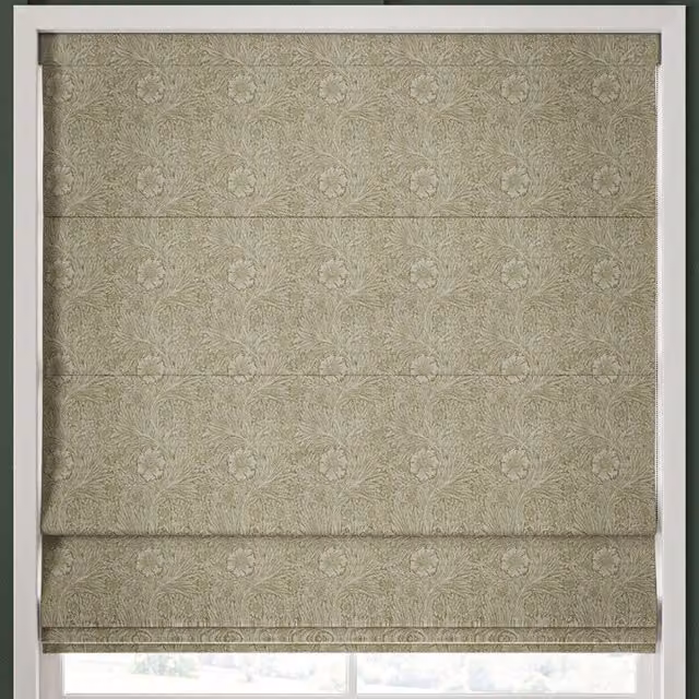 William Morris At Home Marigold Woven Made to Measure Blackout Roman Blind in Nettle Green Floral Pattern